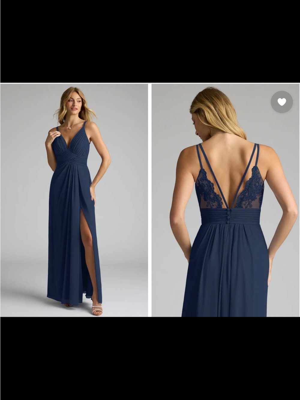 Navy Lace-Back V-Neck Maxi Dress
